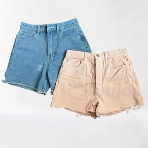 Pacsun Shein High Rise Denim Shorts Lot Size 27 & Small Pink Blue